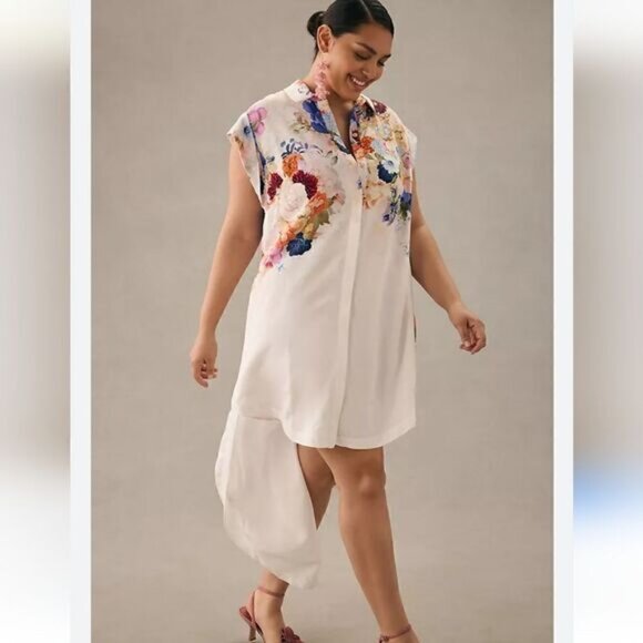 Anthropologie Dresses & Skirts - Anthropologie Maeve Floral High-Low Shirt Dress